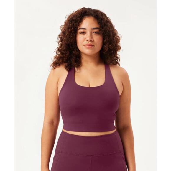 Girlfriend Collective Paloma Racerback Sports Bra in Plum, Size Large - Picture 1 of 7